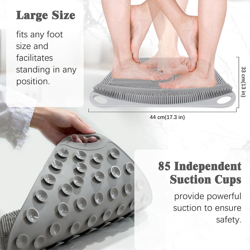 FReatech Large Shower Foot Scrubber Mat, Silicone Foot Cleaner Brush to Clean, Exfoliate and Massage Feet Without Bending Over, Improve Foot Appearance and Overall Health, Grey - 17.3" x 13" - Image 4